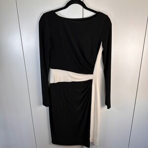 Lauren Ralph Lauren Womens 6 Black White Sheath Dress Minimalist Chic‎